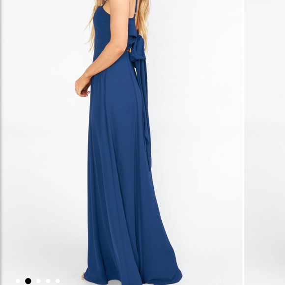 Show Me Your Mumu - Lauren Tie Maxi Dress in Rich Navy Crisp, Size L - Picture 2 of 14